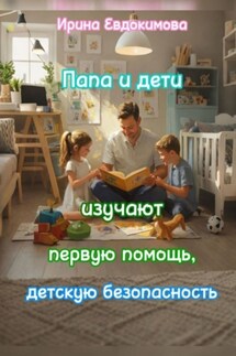 Папа и дети изучают первую помощь, детскую безопасность